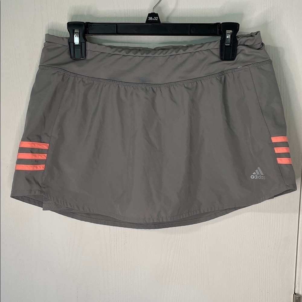 💰Adidas Climalite Athletic Skort Like New Gray With Coral Elastic Band Sz Medium